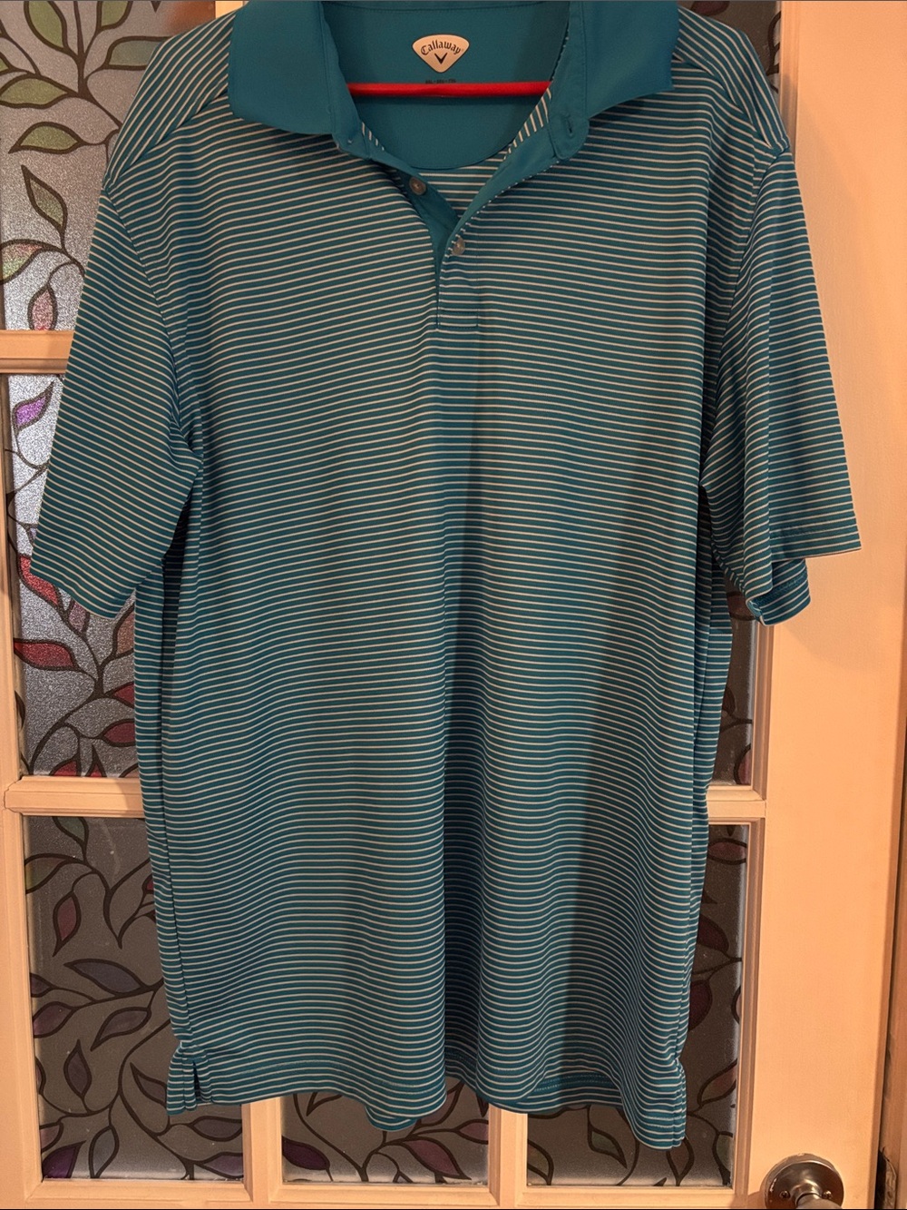 Callaway Teal and White Striped Men's Golf Polo